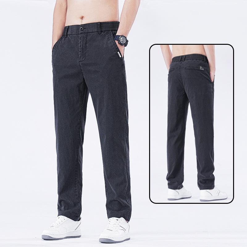 Summer New Business Casual Pants Men's Loose Straight Summer Explosion Tencel Lyocell Anti-wrinkle Trousers