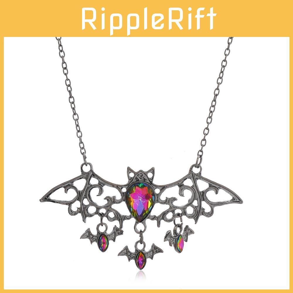 Bat Dark Jewelry Pendant Necklace Alloy Water Crystal For Halloween Decoration