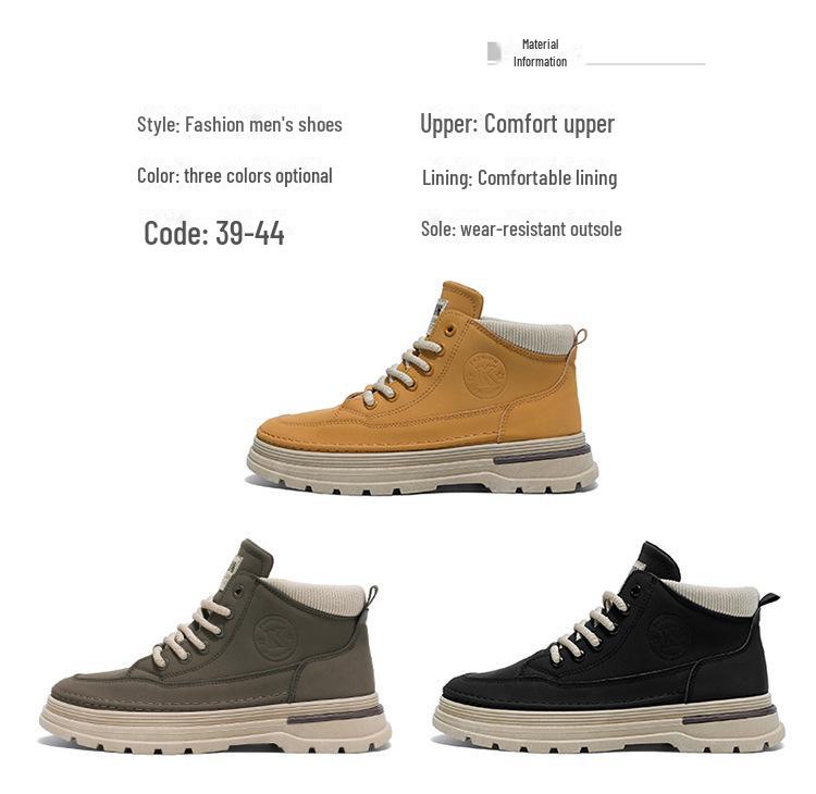 Men's Autumn High-Top Leather Martin Boots: Trendy, Thick-Soled Korean Style Casual Shoes