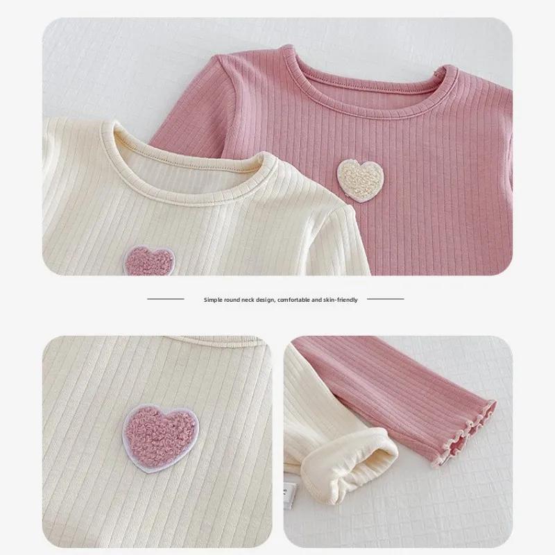 Korean Style Kids Pajama Set Cute Girls 2 Piece Sleepwear Warm Long Sleeve Autumn Winter Homewear Cozy Loungewear Outfit