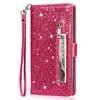 For iPhone 16 Pro Max Case Glitter Leather Stand Phone Cover Zipper Pocket