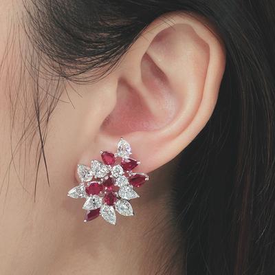 New Gorgeous Red/White CZ Stud Earrings 2022 New Engagement Wedding Party Ear Piercing Accessories for Women Fashion Jewelry