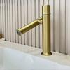 Gray/Brushed Gold Folded Basin Faucet 304 Stainless Steel Hot Cold Rotation Sink Mixer Sink Tap Lever Lavatory Tap for Bathroom