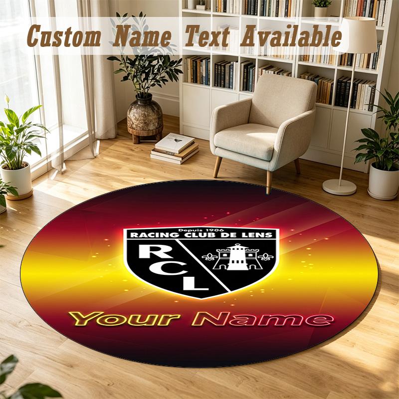 Round Rug Custom Nameracing Club De Lens Pattern Non Slip Carpet Home Floor Decor