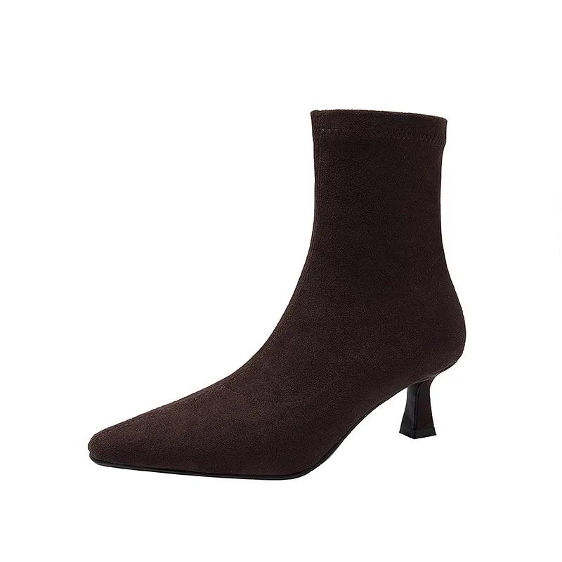 High Heels Ankle Boots Women Leopard Pointed Toe Shoes Winter New 2024 Trend Chelsea Snow Botas Pumps Fashion Sexy Zapatos Mujer