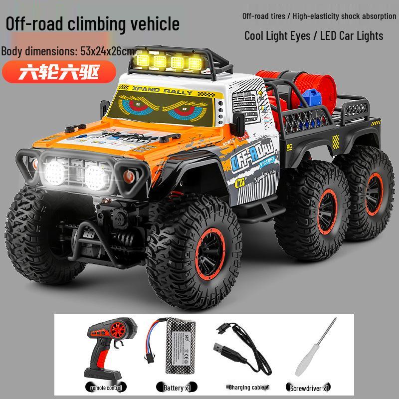 Six-Wheel Remote-Control High-Speed Off-Road Climbing Car with Lights & Music - Large Toy for Kids/Boys