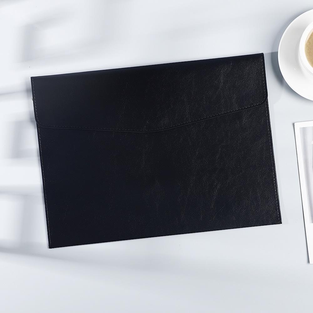 Waterproof Leather A4 Document Folder with Snap Button Closure - Portable, Large Capacity, Business File Organizer
