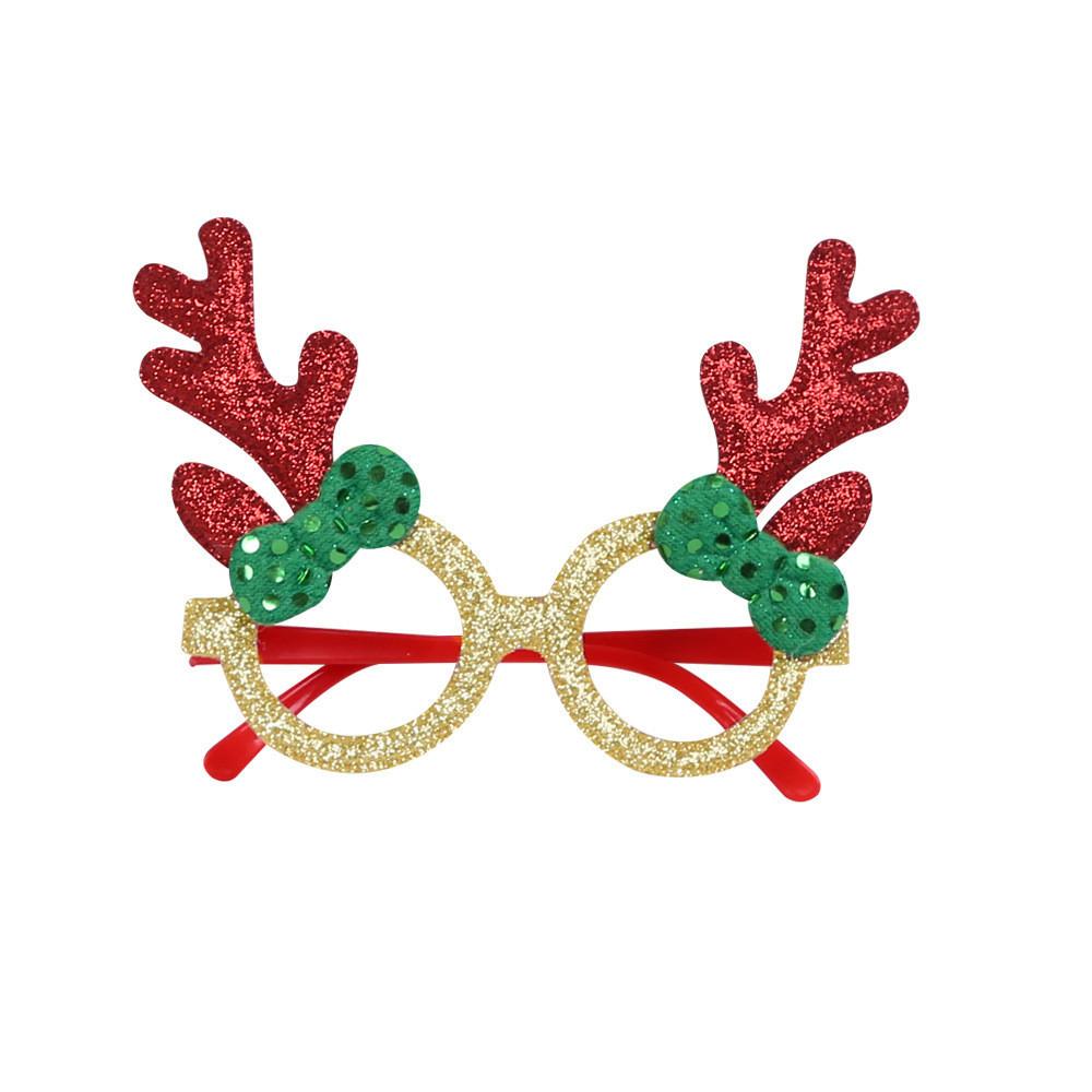 

Vibrant Christmas Party Glasses Featuring Colorful Reindeer Antlers And Bows For Holiday Celebrations Red Antlers Green Bow