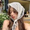 French Floral Lace Triangle Headscarf Romantic Summer White Lace Hair Scarf Wrap Hair Ribbons Travel Photo Headband Bandanas