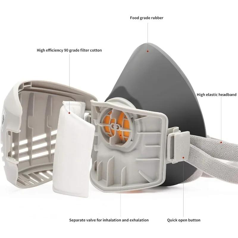 Průmyslová protiprachová maska opakovaně použitelná s filtrační bavlnou protiprachový respirátor polomaska průmyslová stavební protismogová bezpečnostní plynová maska