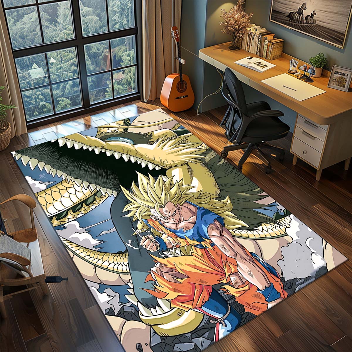

Dragon Ball Goku Anime Rug Carpet Large Area Rug Non Slip Washable Floor Mat Gamer Room Bedroom Home Decor -QJY 60x90cm