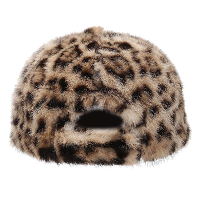 Chic Leopard Print Plush Baseball Cap for Women - Lightweight, Adjustable, Perfect for Fall/Winter