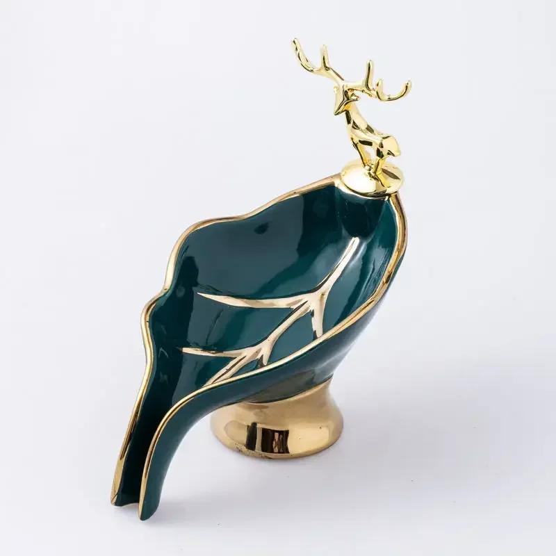 Nordic Light Luxury Style Creative Soap Box Portable Leaf Soap Holder Bathroom Household Ceramics Drain Soap Rack Dish Tray 1pc