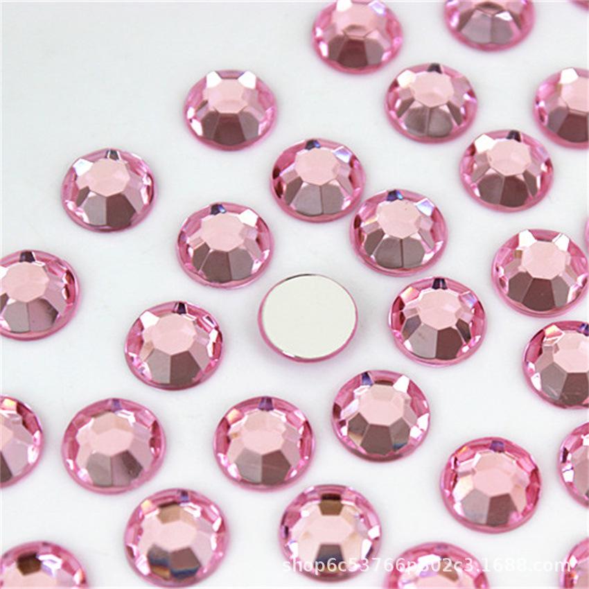 10mm Round Acrylic No-Hole Flat-Bottom Rhinestone Forehead Stickers for DIY Crafts