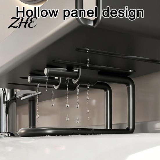 Bathroom Counter Organizer Foldable Faucet Storage Rack, 180 Degree Straight Deployment And 90 Corner No Drill Shelf Turn Two Installation Way,