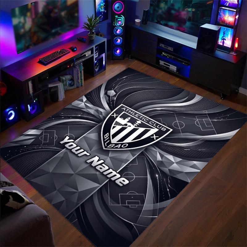 Crystal Velvet Rug Athletic Bilbao FC Print Custom Name Text Floor Mat Home Decor