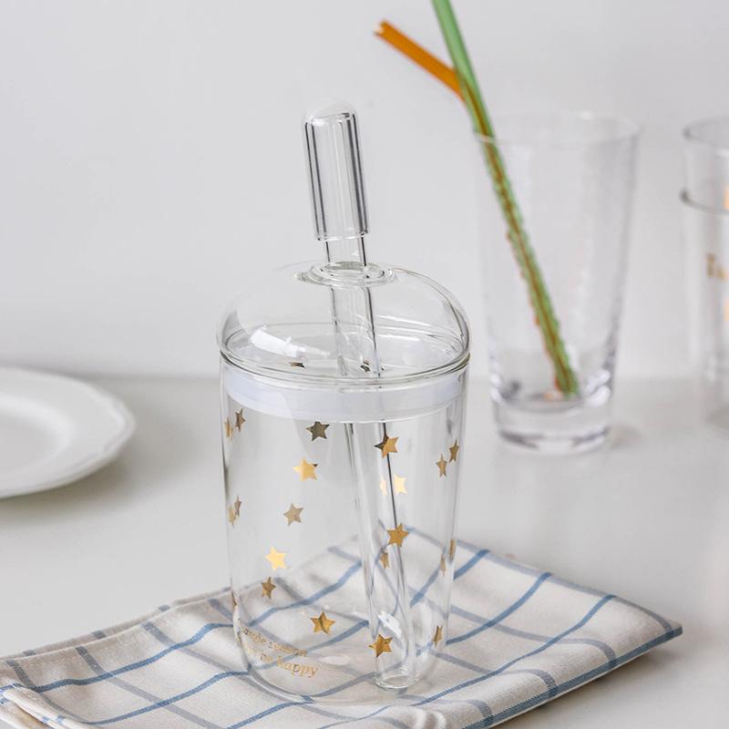 4PCS Glass Straw Tips Cover Reusable Drinking Straw Tips Cap Clear Lids Dust-Proof Plugs for Stainless Steel Straws Glass Straw