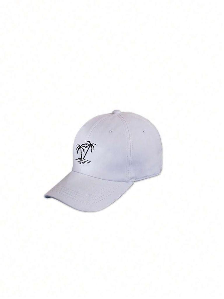 Embroidered Palm Tree Washed Cotton Baseball Cap For Adults Sun Protection Outdoor Leisure Hat