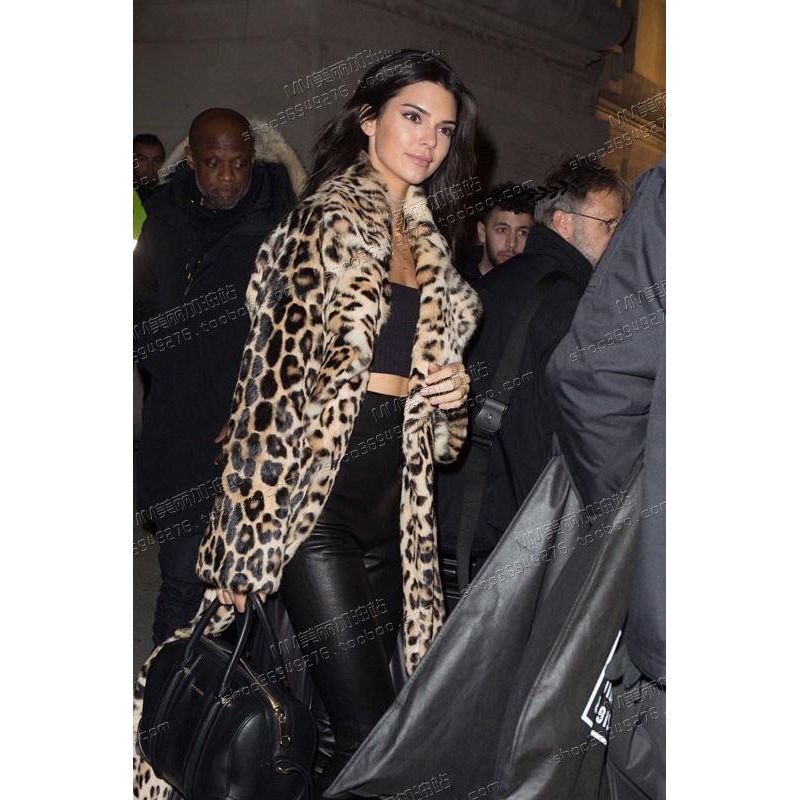 

eBay Леопардовый принт Кендалл Джиджи Тот же стиль Длинное пальто из искусственного меха Женское Длинное до щиколотки Приталенное пальто Зимнее пальто Leopard print 3XL