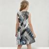 Little Girls Round Neck Sleeveless Geometric Printed A Line Flared Dress