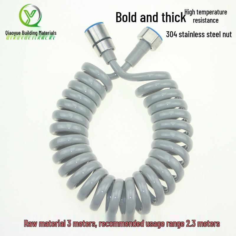 Нержавеющая сталь 340 Гайка 4-точечная Шланг для смесителя - Термостойкий Вход/Выход воды с пружинным шлангом