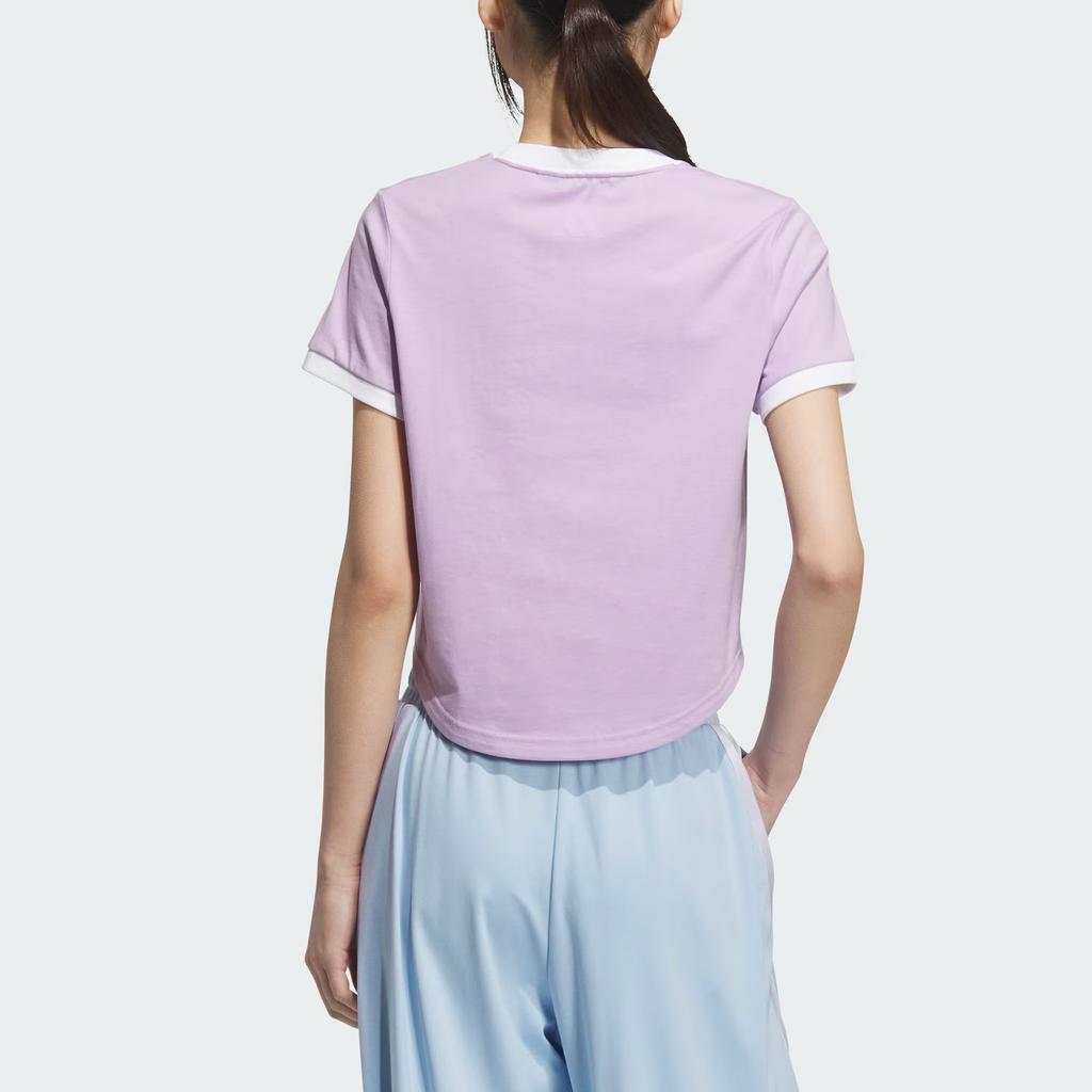 Adidas T Shirts Women's Powder Plum Purple Crew Neck Moderate Straight Fit KC5436