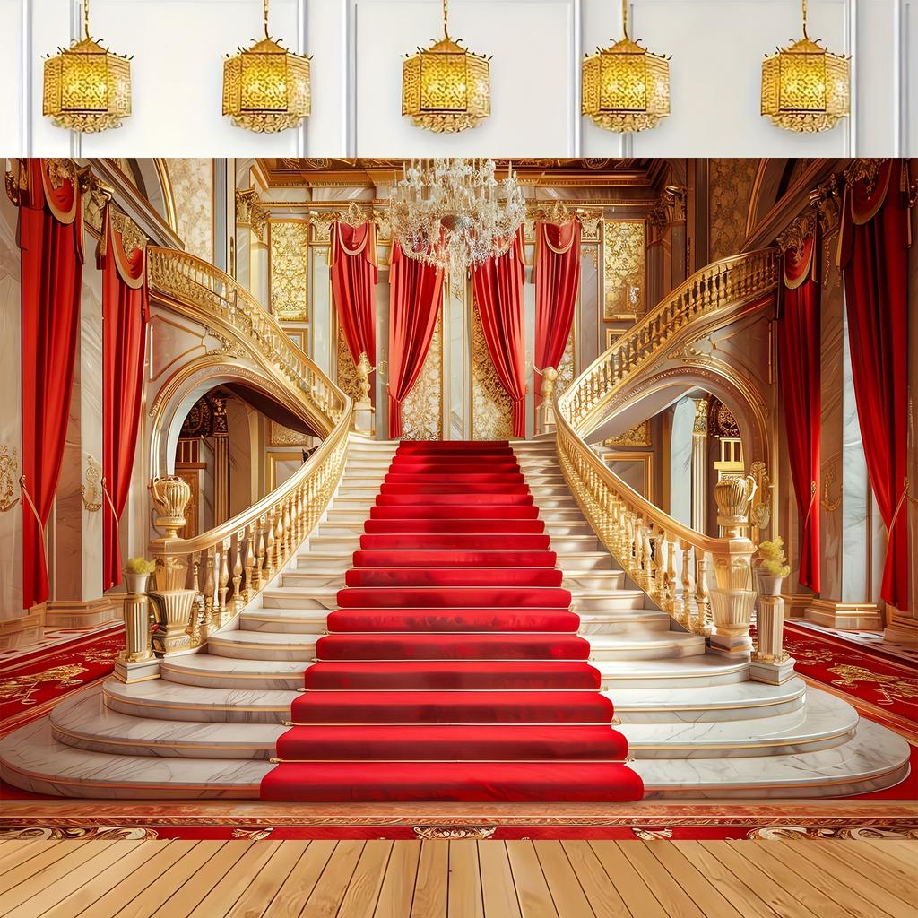 Luxury Red Carpet Palace Background, European Real Gold Background Photography Decoration