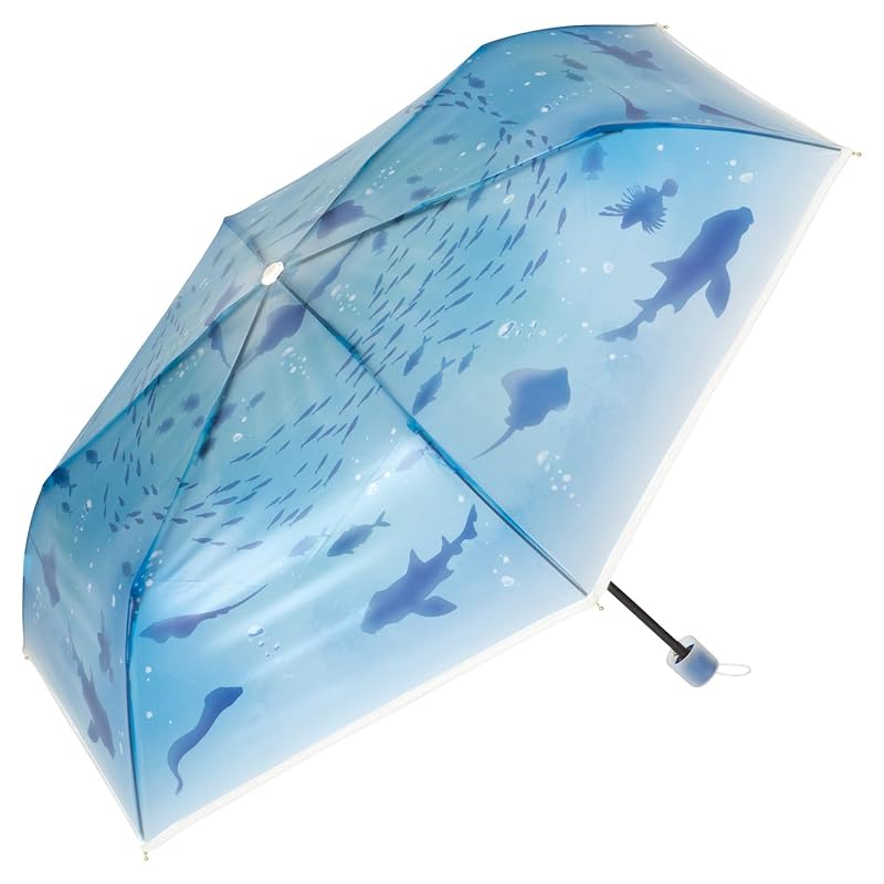 

Wpc. [Vinyl umbrella] Enosui×Wpc. umbrella [Good morning, big aquarium] mini blue folding umbrella Main rib 50cm ladies New Enoshima Aquarium