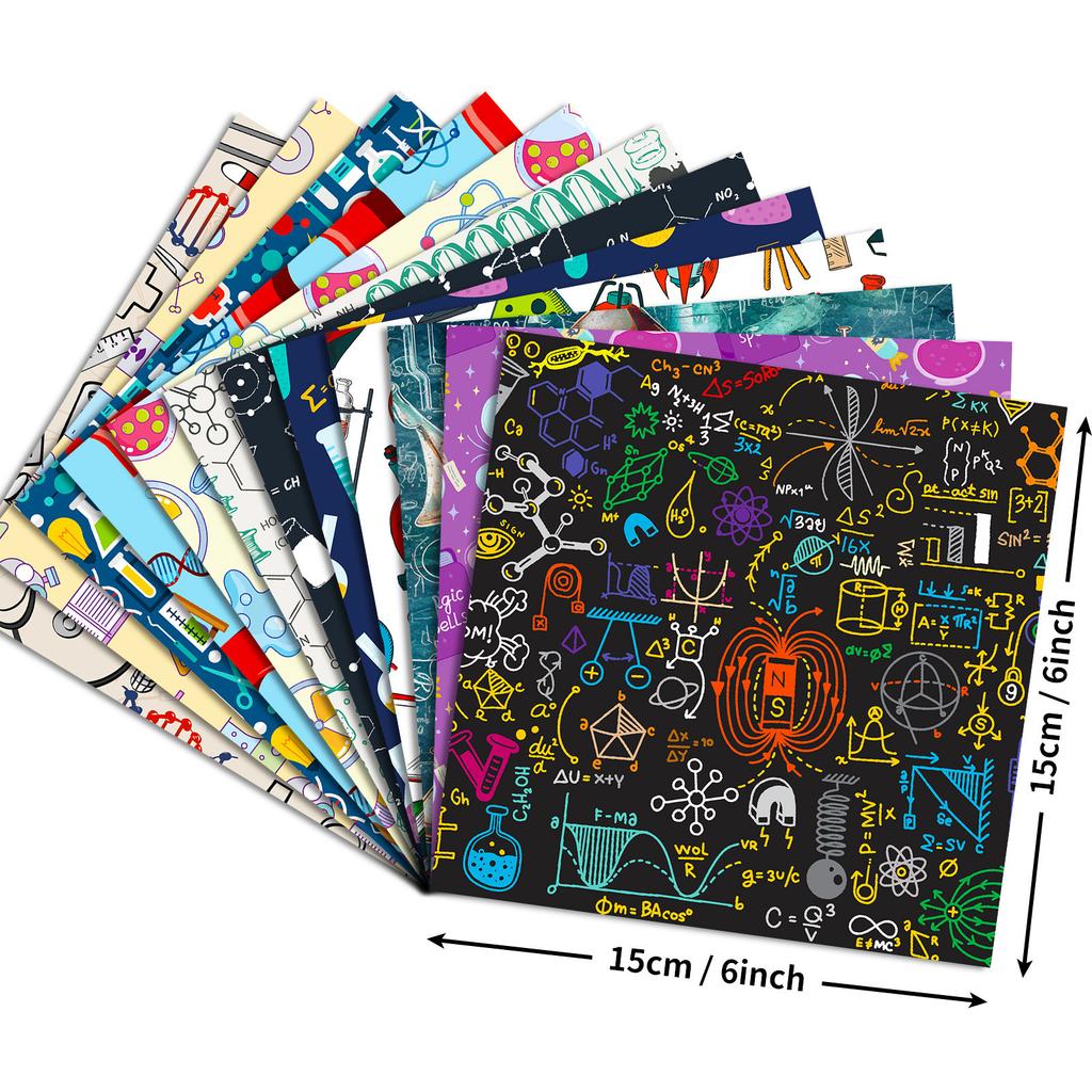 12/Pack Of Scientific Experiment Materials, Paper-Cut Backing Paper, Simple Fresh Wind Background Paper, American Cardboard