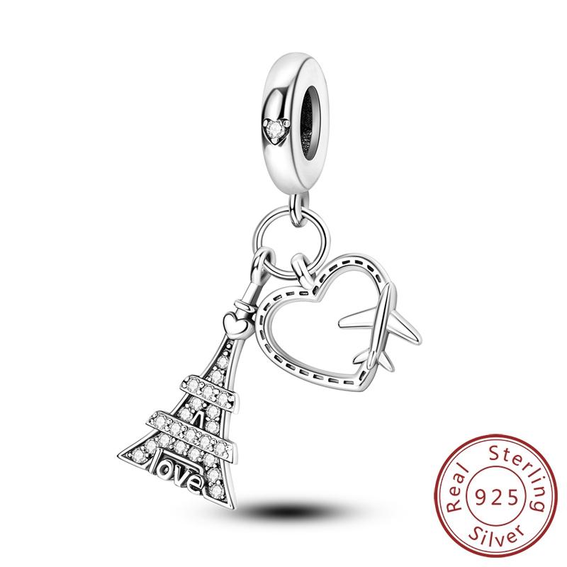100% Copper Plane World Paris Charms Pendants Fit Original Bracelet Jewelry Making Woman Gift