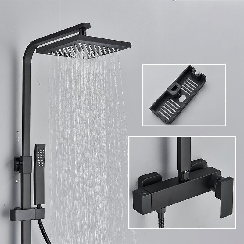 Bathroom Faucet Chrome/Black Rain Shower Head Bath Faucet Wall Mounted Bathtub Shower Mixer Tap Shower Faucet Shower Set Mixer