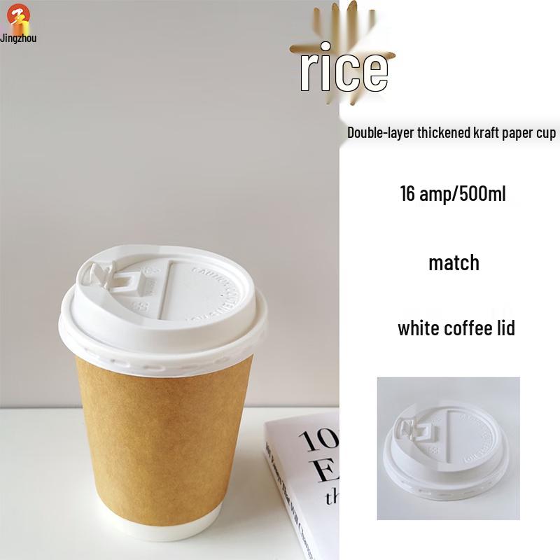 Jingzhou 16oz Double-Layer Kraft Disposable Milk Tea Cups 100 Count