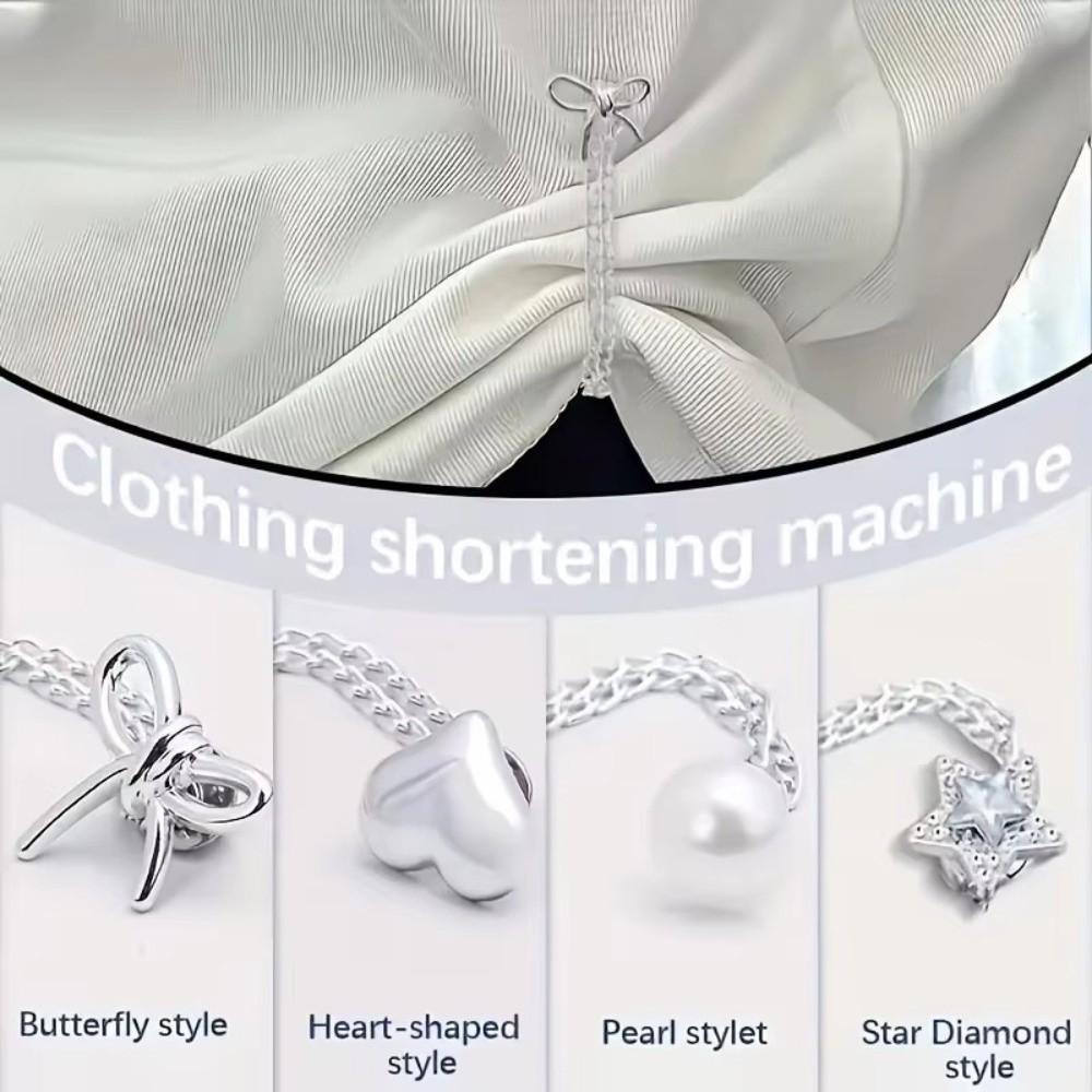 Fashion Accessory 3-in-1 Clothing Clip Heart-Shaped Adjustable Butterfly Hem Clip With Chain No-Sew Cuff Keeper Skirts