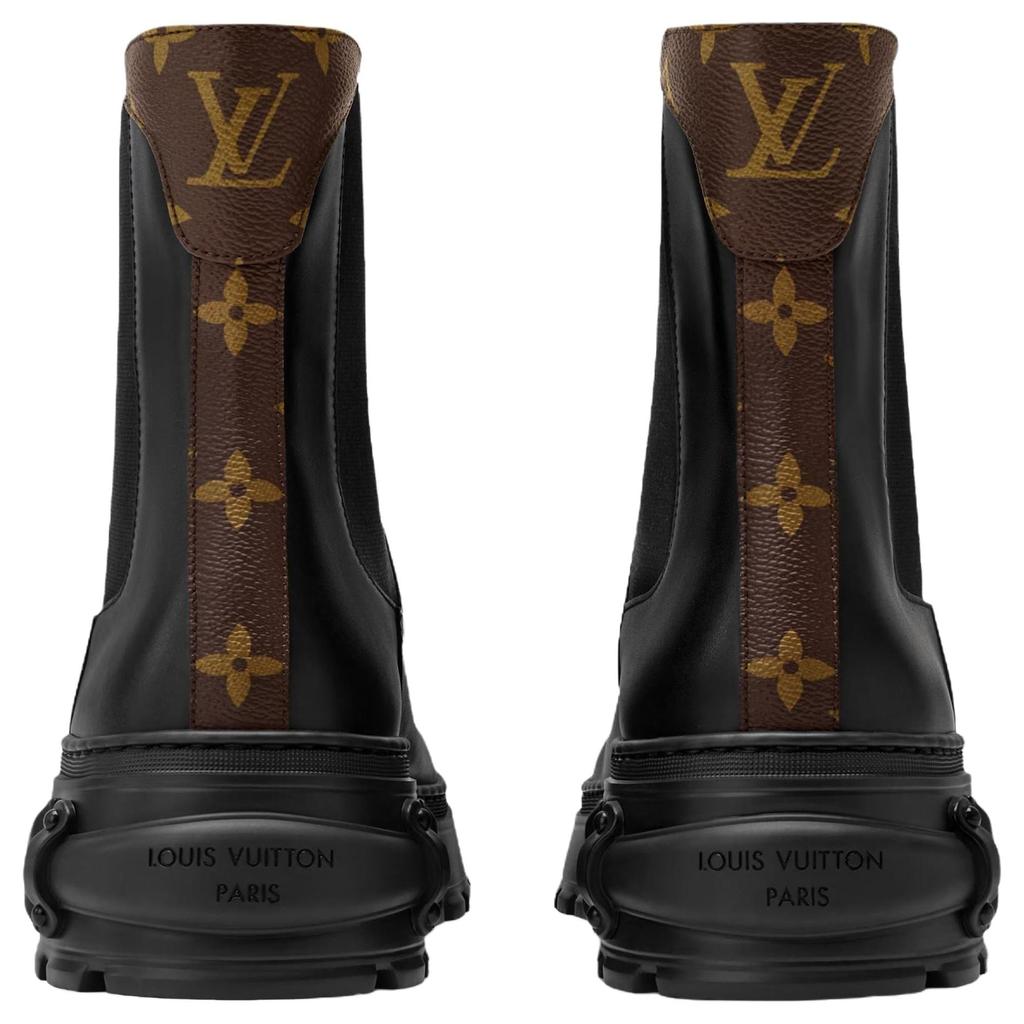 Louis Vuitton Squad Cow Leather Short Chelsea Boots Women's Black 1AICWP