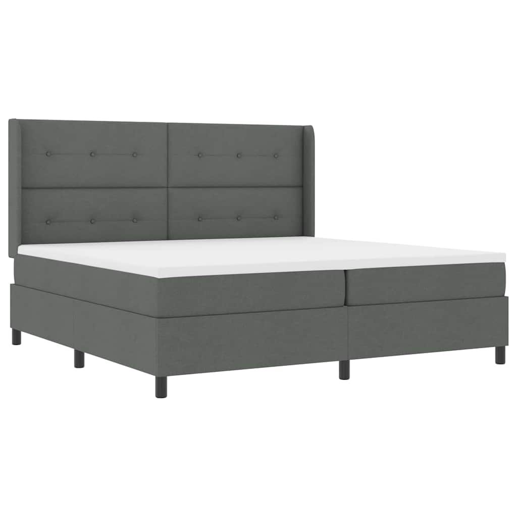 LED Boxspring Bed with Headboard Dark Grey 200 x 200 cm Fabric