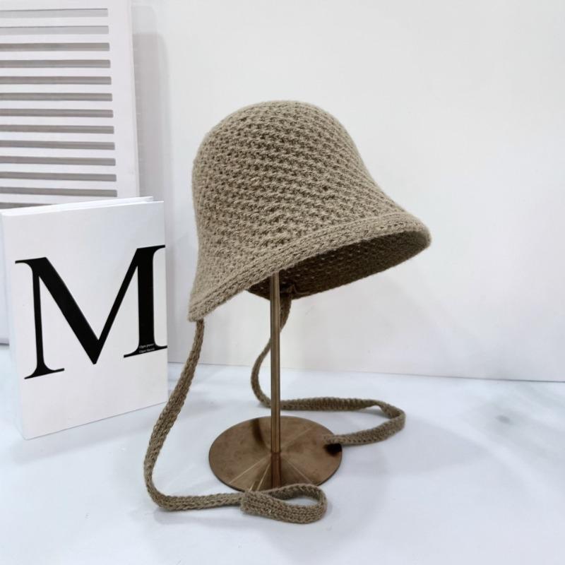 25 early autumn new fashion after women's tether with knitted breathable bucket hat sunscreen sunshade bucket hat tide