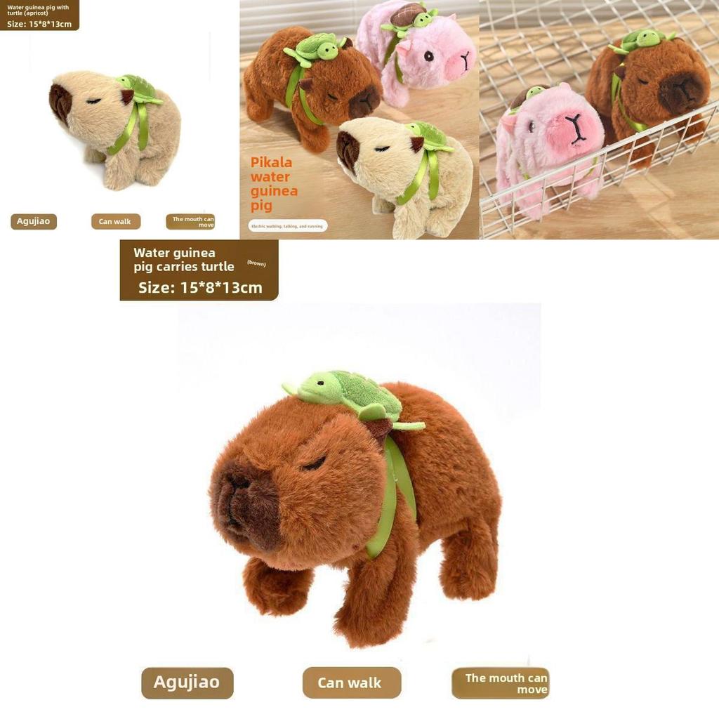 Roztomilý plyšový kapybara s funkcí chůze a zvukem pro děti na hraní a jako dárek