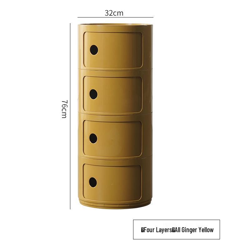 Nordic Round Cabinet: Multi-layer Bedside & Sofa Side Table with Sliding Door. Two-layer