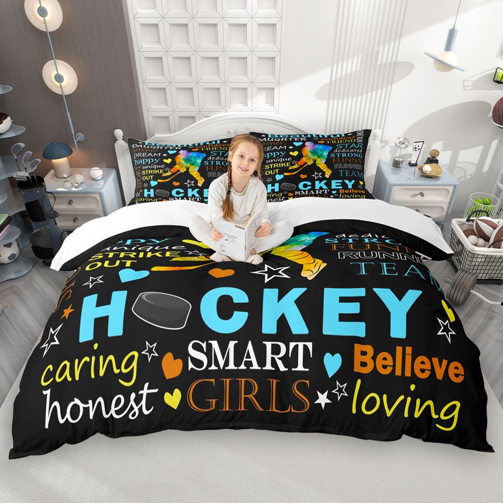 Homewish Sports Theme Duvet Cover Set For Kids Teen Boys 2Pcs/3Pcs Baseball Hockey Basketball Bedding Tennis Football Bed Set