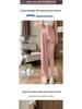 Women's Pink Ice Silk Loose High Waist Wide Leg Pants - Summer & Spring