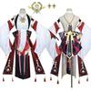 Women's Yae Miko Cosplay Costume Jacquard Fabric Anime Character Outfit With Headwear Shorts And Earrings For Halloween Party