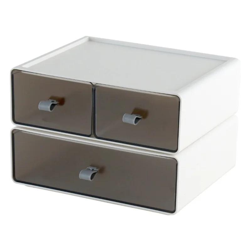 Storage Box Desktop Stackable Organizer Drawer Makeup Organizing Container Masks Lipsticks Bathroom Storage Office Accessories