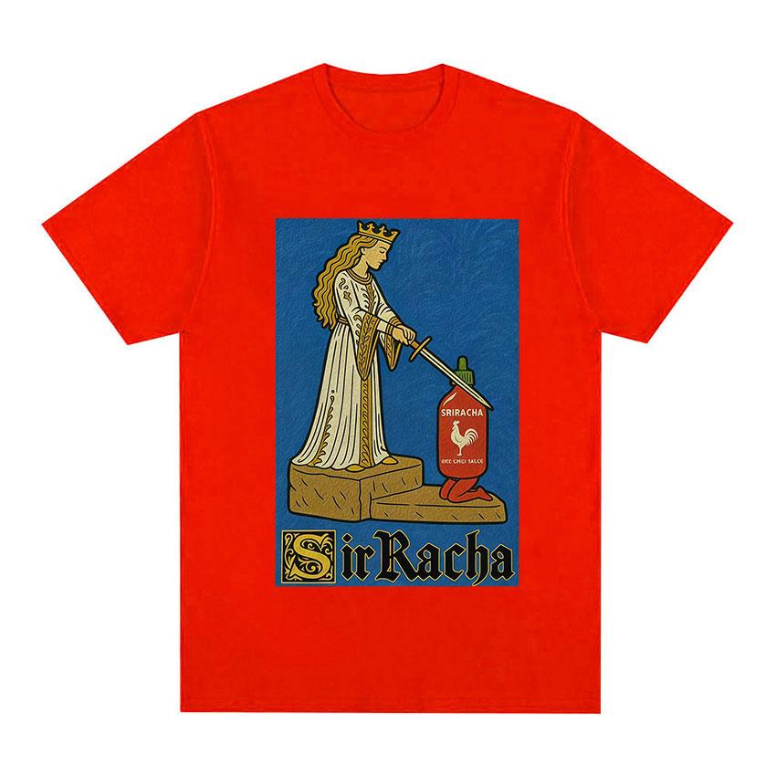 Sir Racha Mittelalter Könige Ära Lustiges Meme Scharfe Soße Grafik T-Shirt Unisex Damen Humor Stil T-Shirt Mode Übergroßes Baumwoll-T-Shirt