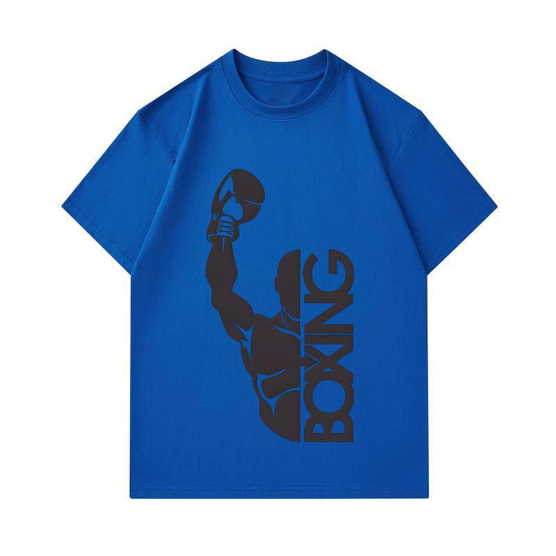 Men's 100% Cotton Crew Neck Short Sleeve T-Shirt, Boxer Champion Victory Boxing Graphic Print Casual Comfy Tee Top for Daily Outdoor Sports Workout We