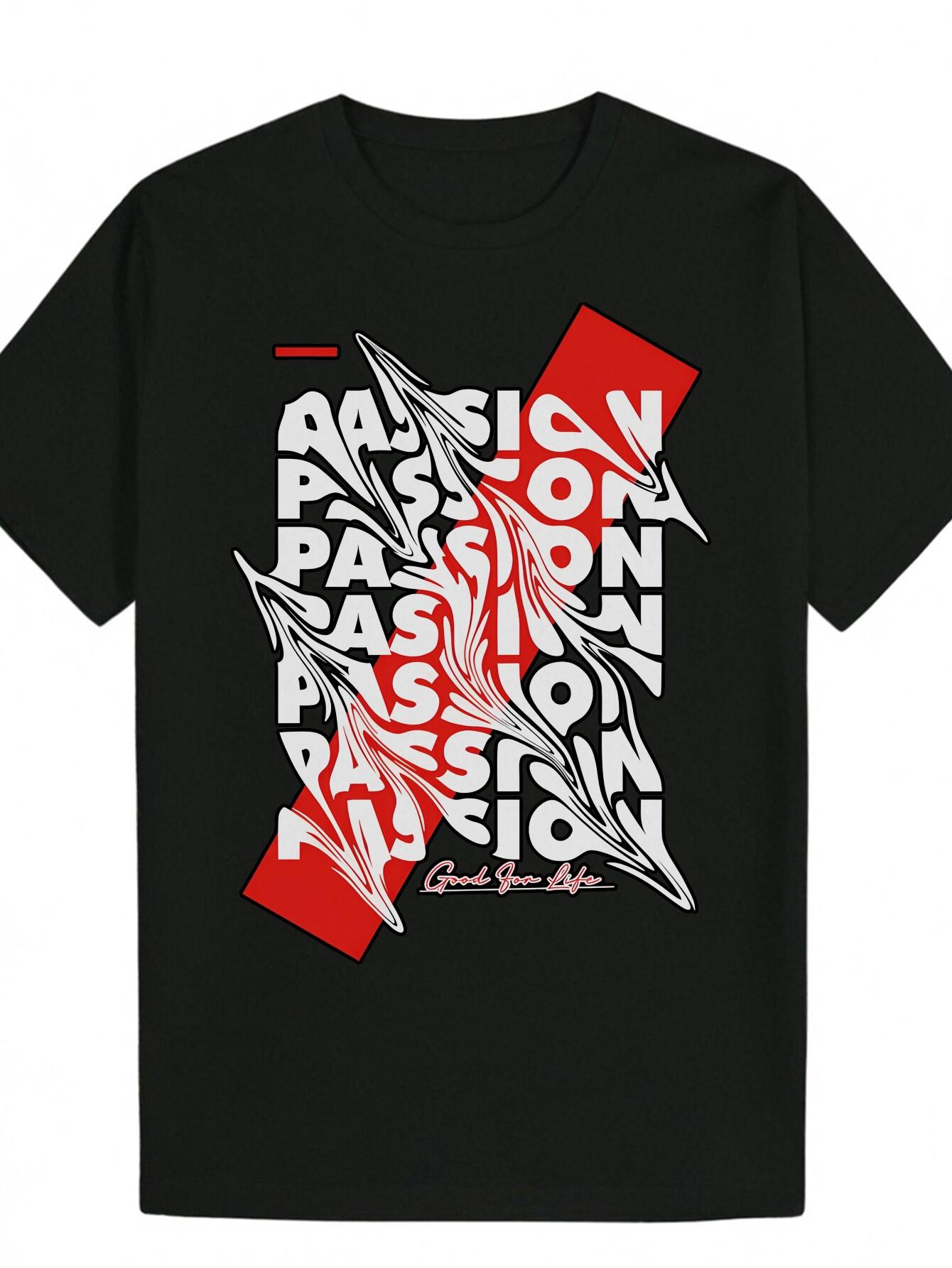 Round Neck Polyester (Polyester) Letter Print T-shirt M