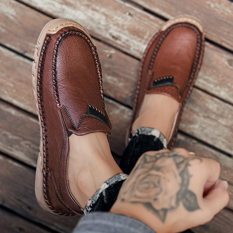 38-46 Men's Genuine Leather Shoes Spring and Autumn New Style Sports Running Shoes