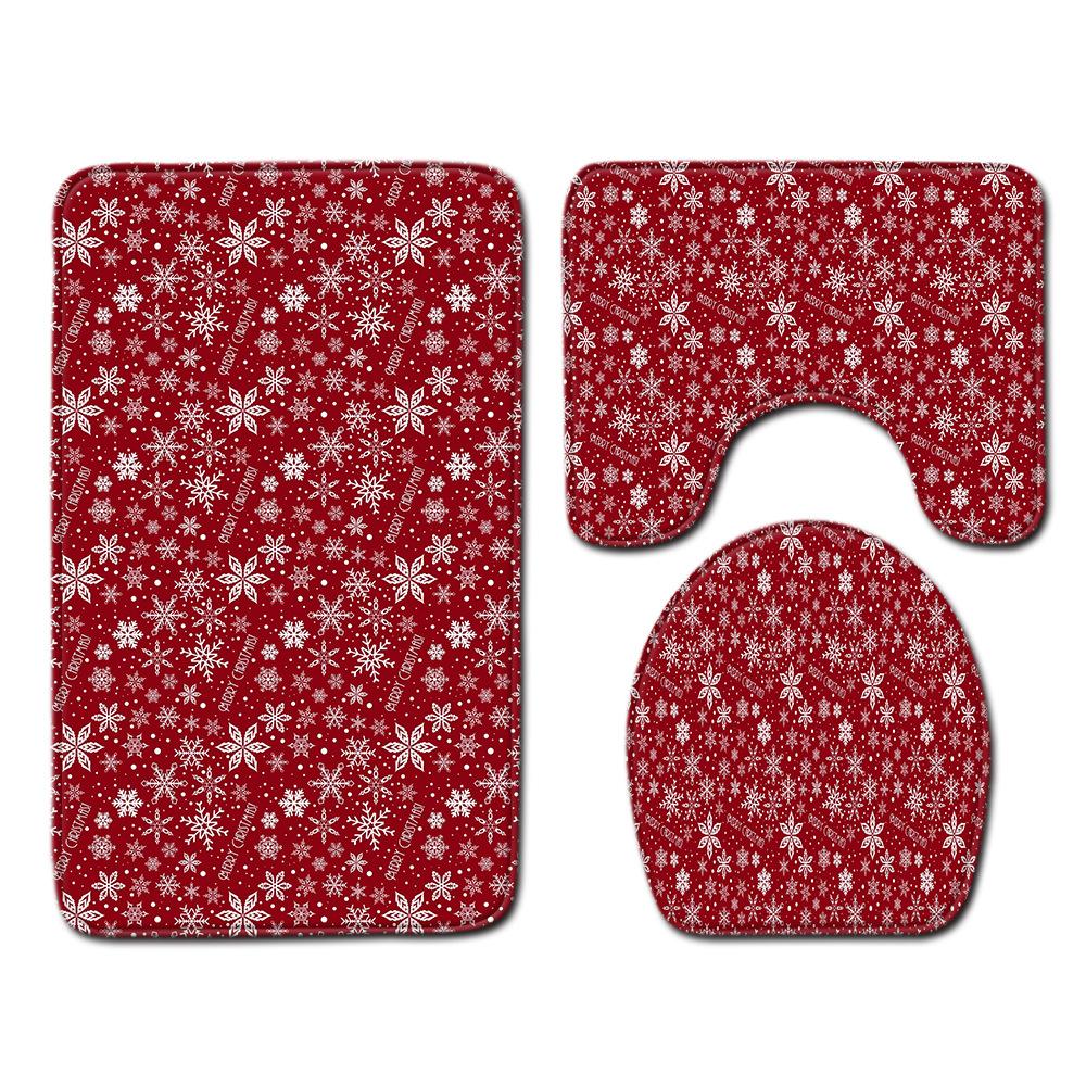 Christmas Bathroom Floor Mat Toilet Three-Piece Set