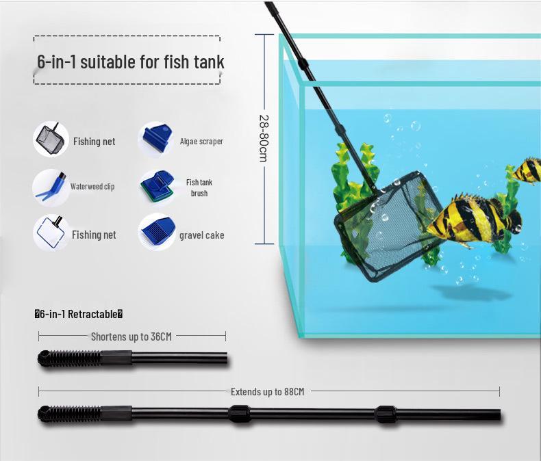 LONDA Aquarium Cleaning Set: Algae Remover, Scraper, and Fish Net Supplies