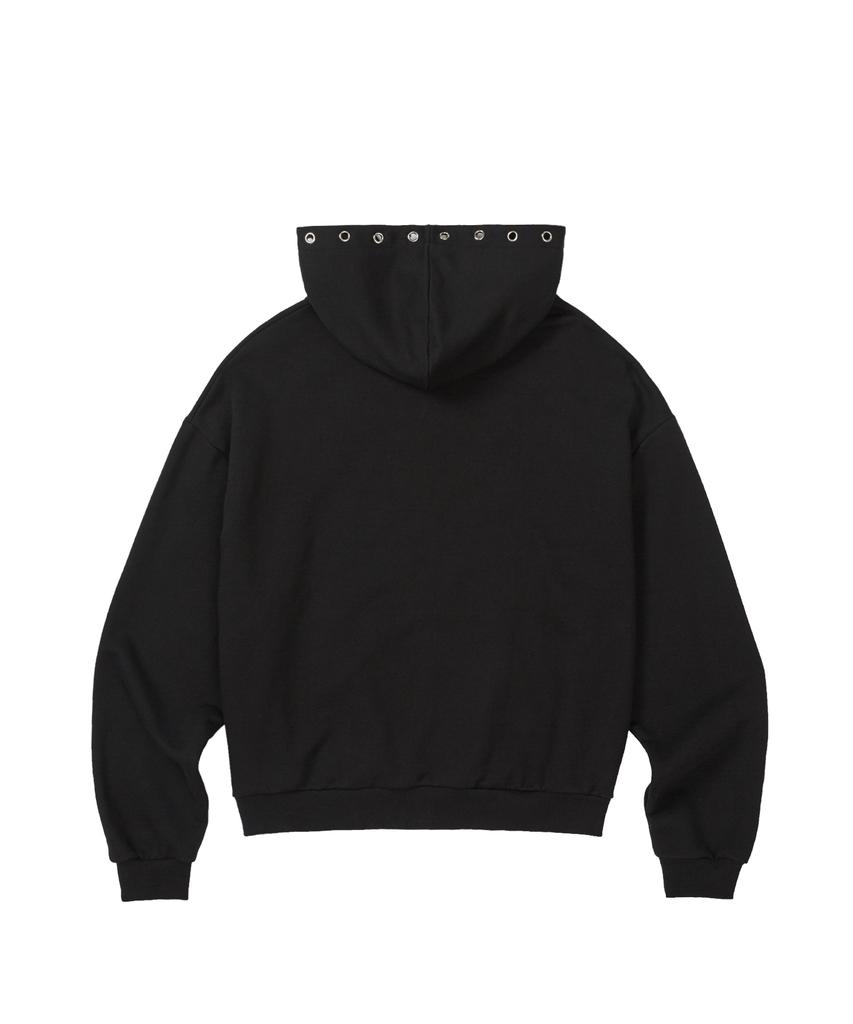Star Eyelet Hoodie Black