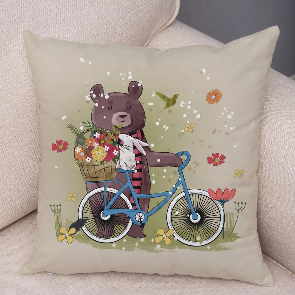 Home Decoration Colorful Cartoon Panda Bear Kids Sofa Car Pillow Cover Cute Animal Cushion Cover funda de almohada